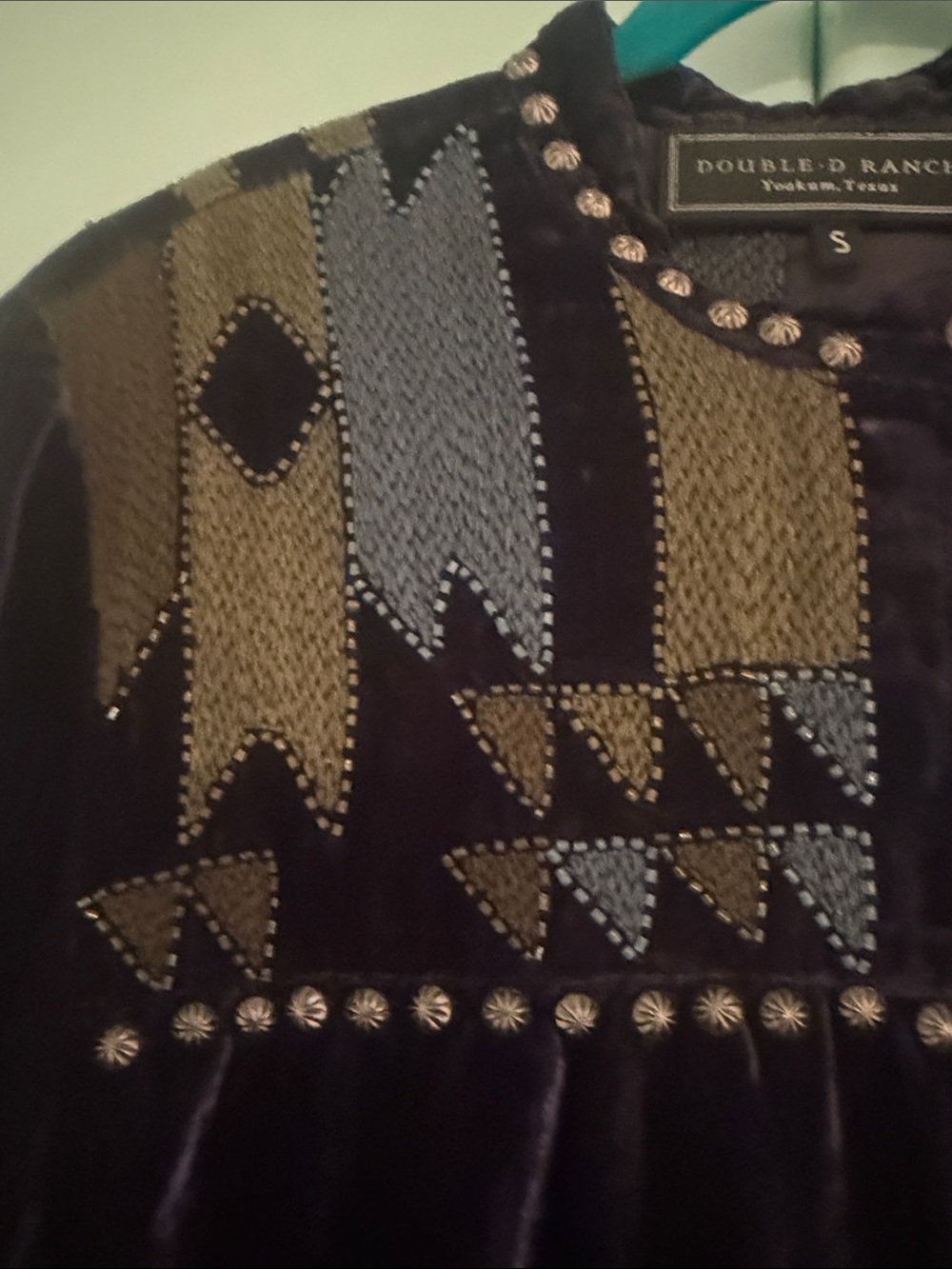 Double D Ranch Navy Velvet Top - Picture 4 of 5